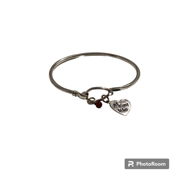 925 Silver Bangle with Meant to Be Charm - Picture 1 of 3